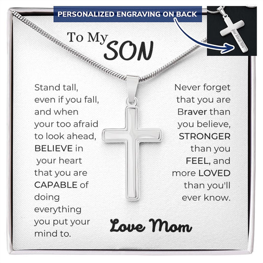 To My Son Grow Stronger | Cross Necklace