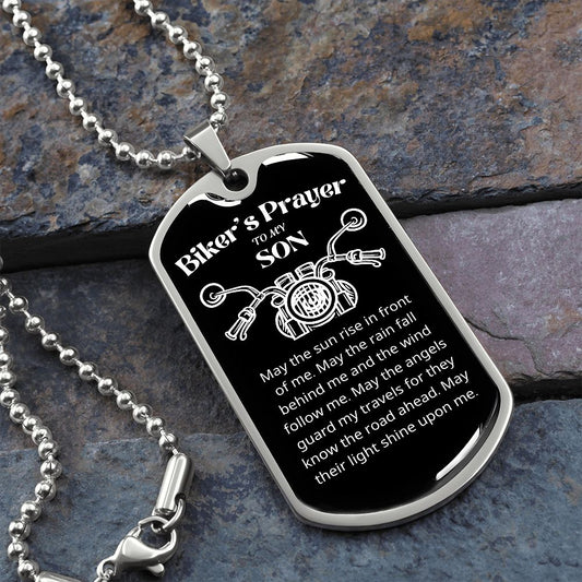 To My Son | Bikers Prayer | Dog Tag