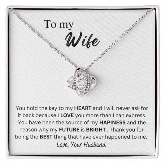 To My Beloved Wife | With You  Love- Love Knot Necklace